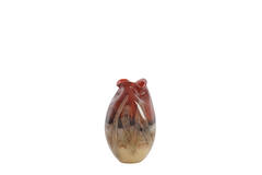 Vase Ø14,5x25 cm JORIEN glass red+taupe
