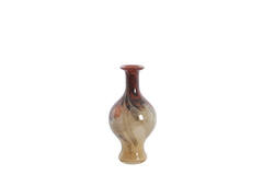 Vase Ø14,5x29,5 cm JORVEN glass red+taupe