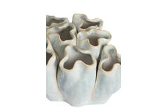 Vase deco 21,5x16,5x13 cm DIAGO ceramics light blue+cream
