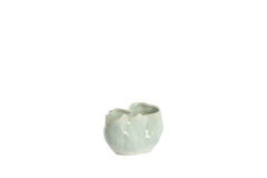 Vase deco 26x15x17,5 cm TELMO ceramics light blue+cream