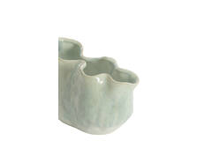 Vase deco 26x15x17,5 cm TELMO ceramics light blue+cream