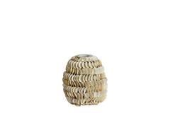 Vase deco Ø20x21 cm SARRIA bamboo+shell cream