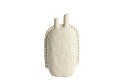 Vase deco 22x9x38 cm VARAZZA ceramics matt beige