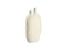 Vase deco 22x9x38 cm VARAZZA ceramics matt beige