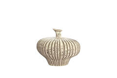 Vase deco 31x29,5x25,5 cm NEVANO matt dark brown+cream