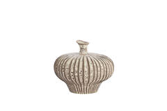 Vase deco 31x29,5x25,5 cm NEVANO matt dark brown+cream