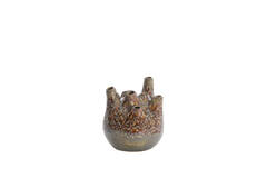 Vase deco Ø16x18 cm COSENZA ceramics brown+bronze