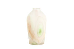 Vase Ø20,5x37 cm BARCOS glass matt white+green+peach