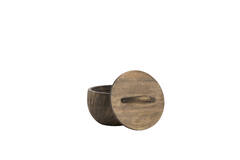 Deco box Ø20x14,5 cm VEDRA mango wood antique dark brown