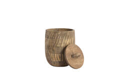 Deco box Ø14,5x20 cm VEDRA mango wood antique light brown