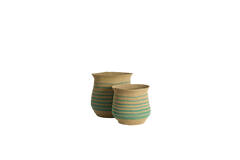 Basket S/2 Ø32x30+40x40 cm RUTJA seagrass natural+turquoise