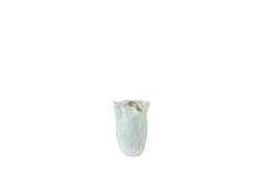 Vase deco Ø16x23 cm TELMO ceramics light blue+cream