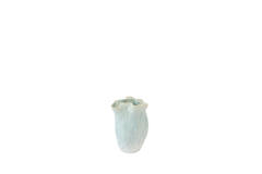 Vase deco Ø16x23 cm TELMO ceramics light blue+cream