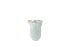 Vase deco 24,5x23,5x34 cm TELMO ceramics light blue+cream
