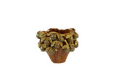 Vase deco 41x37x23,5 cm LOMI ceramic amber-brown+olive green