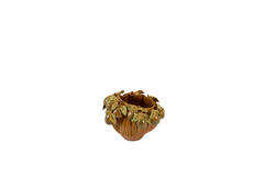 Vase deco 27x25x20 cm LOMI ceramics amber-brown+olive green