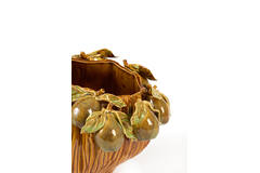 Vase deco 27x25x20 cm LOMI ceramics amber-brown+olive green