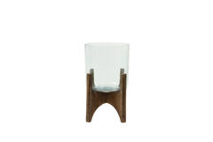 Vase on base Ø22,5x33,5 cm JACE glass+wood brown