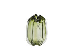 Vaas Ø21x30 cm MURELA glas olijf groen