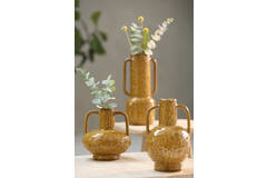 Vaas deco 18x14,5x34,5 cm ZIRO keramiek glans okergeel