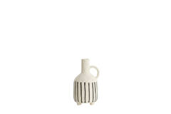 Vase deco 12x11x21,5 cm JONAI ceramics matt cream-black