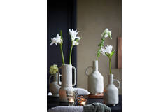 Vaas deco 18,5x16,5x35,5 cm JONAI keramiek mat olijf groen