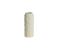 Vaas deco Ø14x34,5 cm LEIMA keramiek mat crème