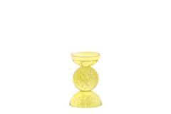 Candle stick Ø9,5x15,5 cm ITINGA glass bubble yellow