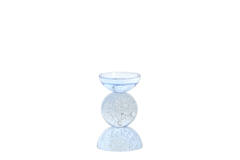 Candle stick Ø9,5x15,5 cm ITINGA glass bubble light blue