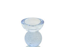 Candle stick Ø9,5x15,5 cm ITINGA glass bubble light blue