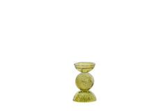 Candle stick Ø9,5x15,5 cm ITINGA glass bubble olive green