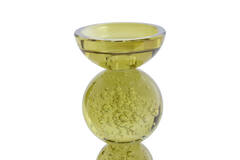 Candle stick Ø9,5x15,5 cm ITINGA glass bubble olive green