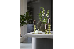Candle stick Ø9,5x15,5 cm ITINGA glass bubble olive green