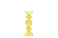 Candle stick Ø10x26,5 cm ITINGA glass bubble yellow