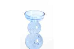 Candle stick Ø10x26,5 cm ITINGA glass bubble light blue