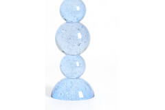 Candle stick Ø9,5x34 cm ITINGA glass bubble light blue