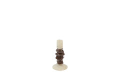 Candle stick Ø11,5x23 cm ESTINA cream+dark brown