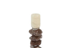 Candle stick Ø11,5x23 cm ESTINA cream+dark brown