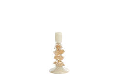 Candle stick Ø11,5x23 cm ESTINA cream+brown