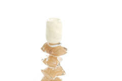 Candle stick Ø11,5x23 cm ESTINA cream+brown