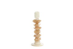 Candle stick Ø11,5x29,5 cm ESTINA cream+brown