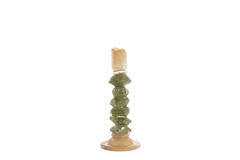 Candle stick Ø11,5x29,5 cm ESTINA brown+moss green