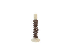 Candle stick Ø11,5x35 cm ESTINA cream+dark brown