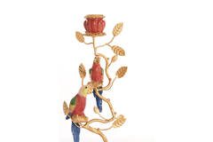 Candle stick 14x9x32,5 cm BIRD coral red+gold