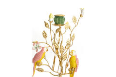 Candle stick 16,5x9x32,5 cm PAJARO green-yellow+bronze