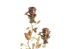 Candle stick 3L 29,5x12,5x44 cm SORYN burgundy+brown+gold