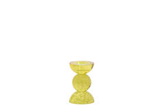 Candle stick Ø8x12 cm ITINGA glass bubble yellow