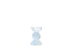 Candle stick Ø8x12 cm ITINGA glass bubble light blue
