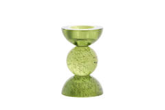 Candle stick Ø8x12 cm ITINGA glass bubble olive green