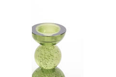 Candle stick Ø8x12 cm ITINGA glass bubble olive green